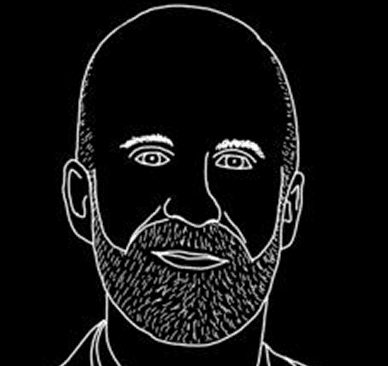 Outline of a bearded man's face.