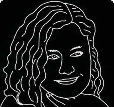 Line drawing of a smiling person.